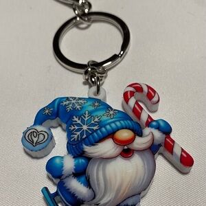 Festive Gnome Purse Charm  with Blue Hat